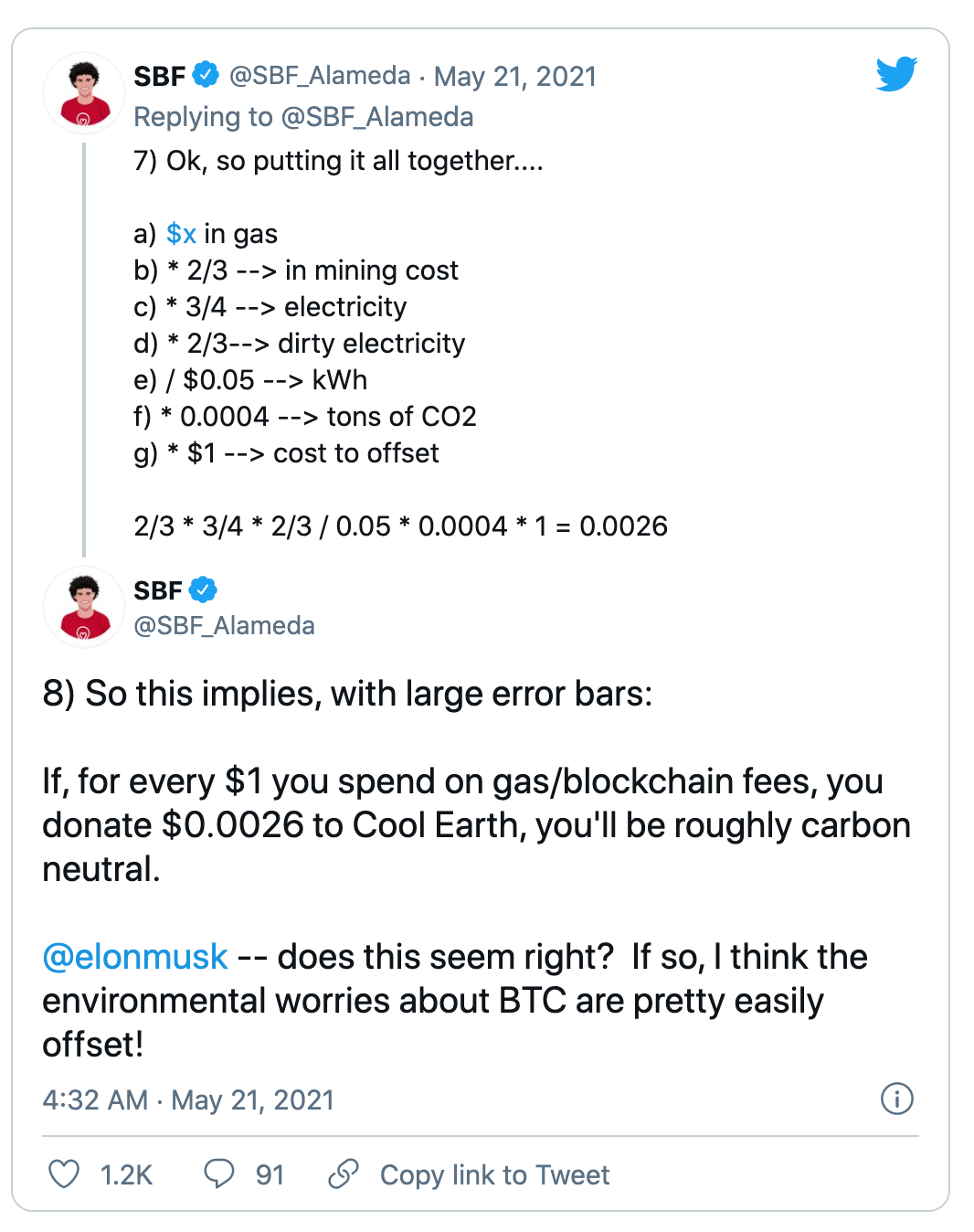 SBF的碳排放数学教室｜比特币到底排多少碳，算一下就清楚