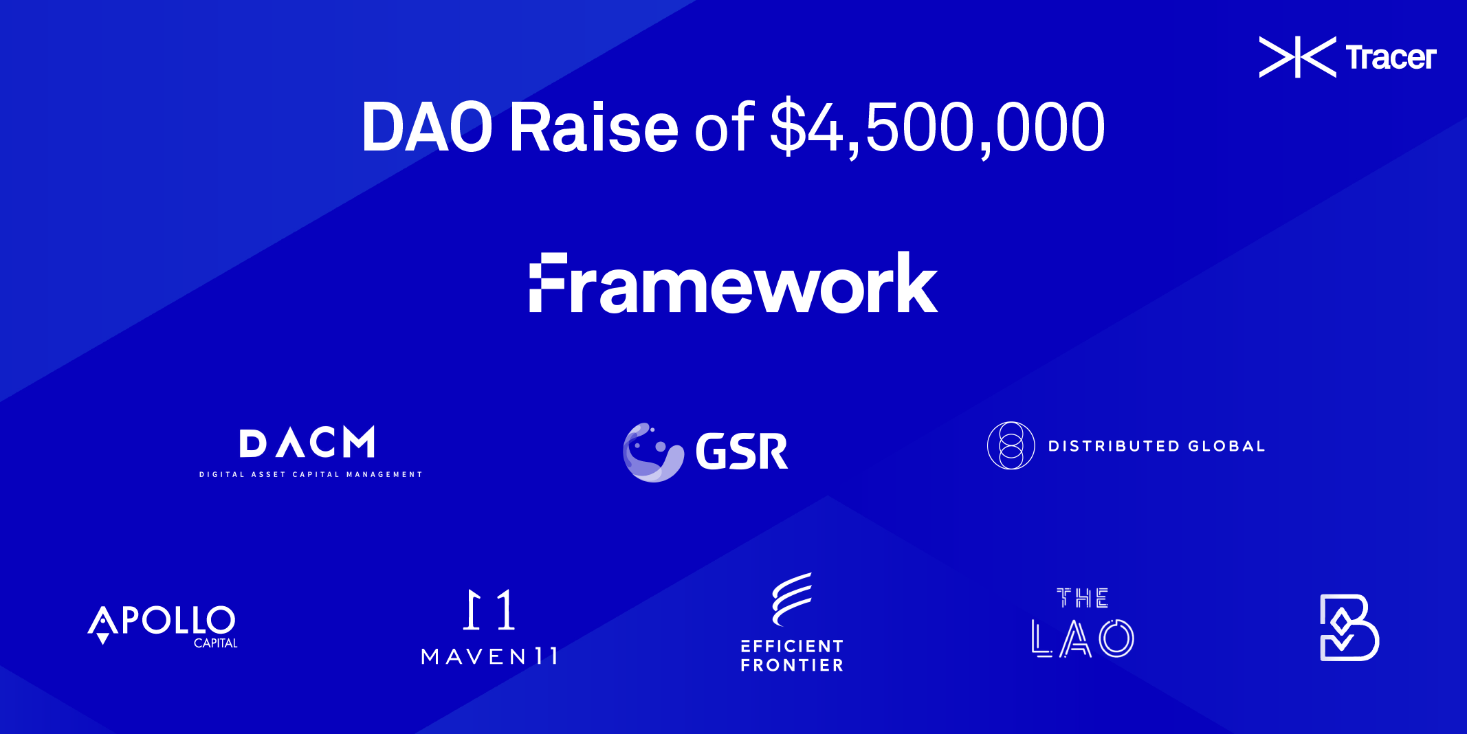 去中心化衍生品协议Tracer DAO 完成 450 万美元融资，为新增长提供资金